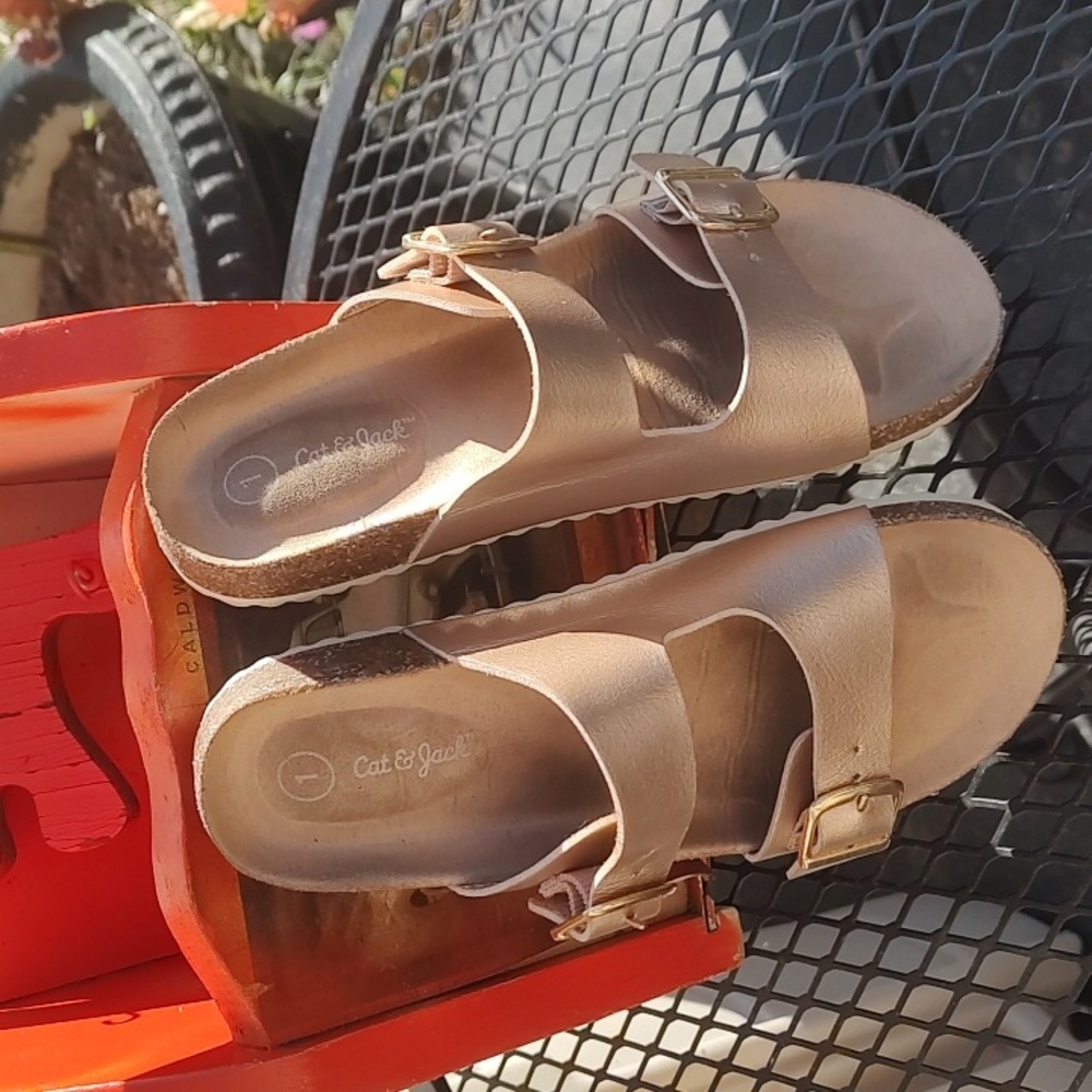 Cat & Jack Gold Buckle Sandals - Picture 7 of 9